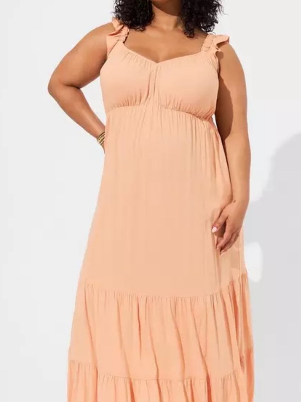 torrid Peach Ruffle-Shoulder Maxi Dress